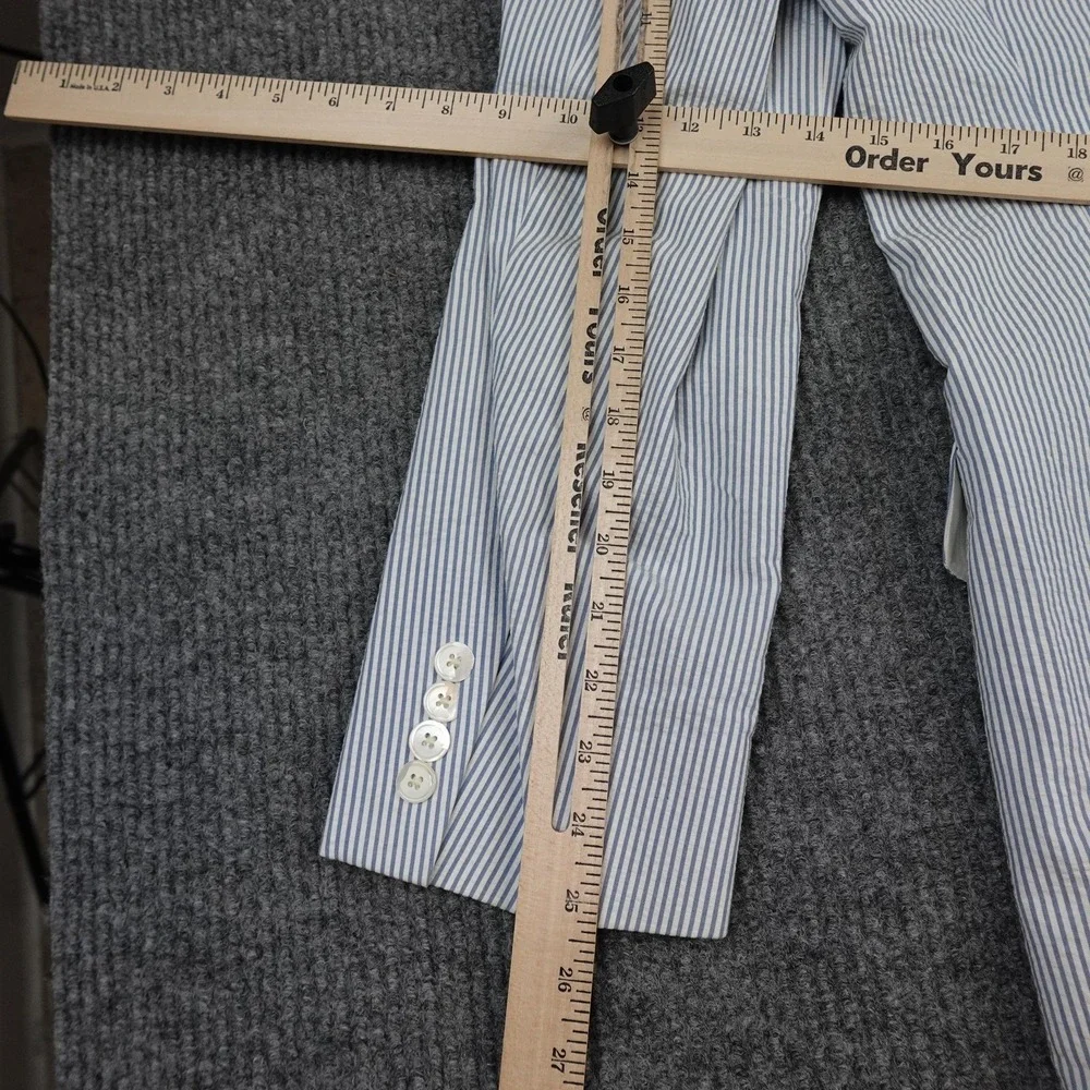 Brooks Brothers 346 Blazer Mens 44L Blue Stripe Cotton Sport Coat Jacket Summer